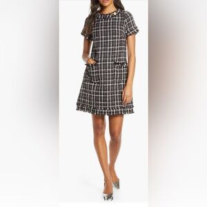 Harper Rose Tweed Shift Dress BNWT size 10 BLACK & PINK!